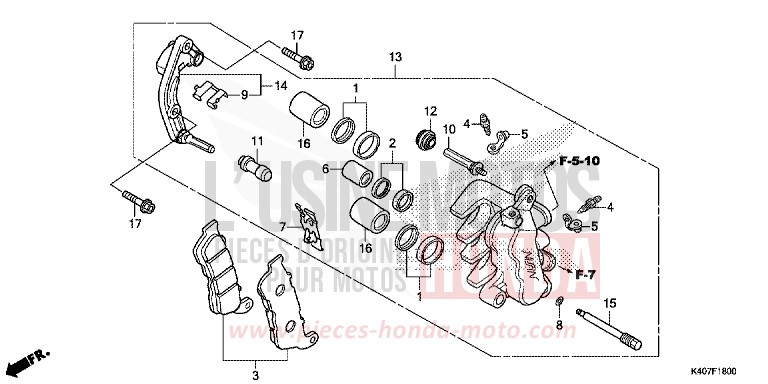 FRONT BRAKE CALIPER (CBS) for Forza 125 NOIR (NH1) from 2015